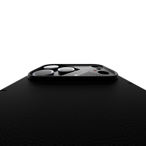 Aulumu iPhone 17 Pro Max İle Uyumlu A17 Vegan Leather Serisi MagSafe Deri Kılıf (Siyah)