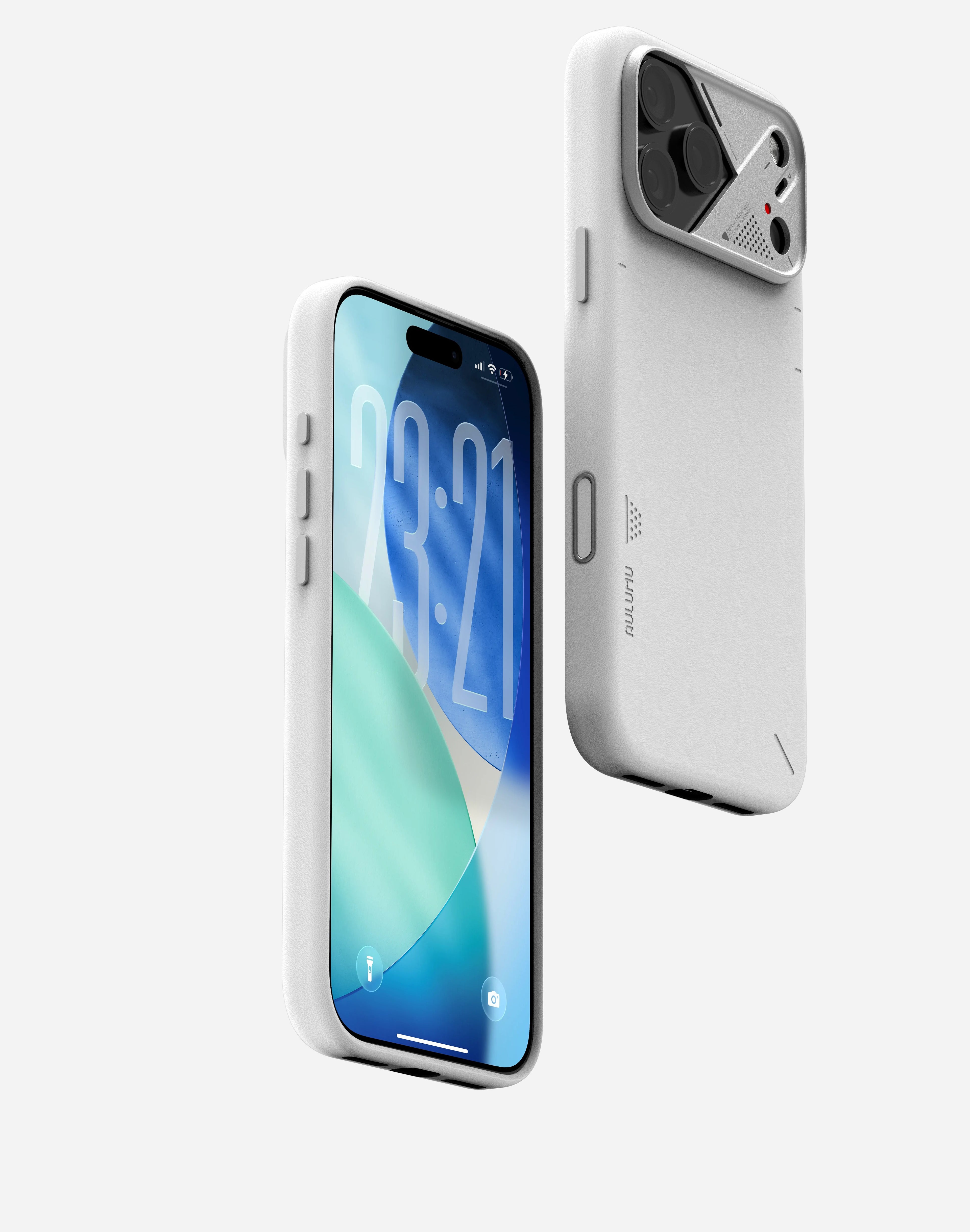 Aulumu iPhone 17 Pro Max İle Uyumlu A17 Vegan Leather Serisi MagSafe Deri Kılıf (Beyaz)